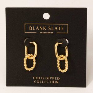 Gold Dipped Linked Oval Hoop Dangle Earrings